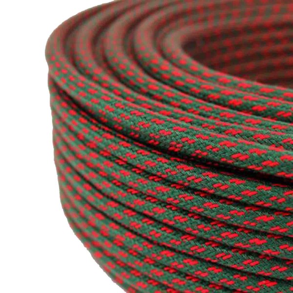 Textilkabel 3G Abaca Gestreift Weihnachten Grün Rot 3x0,75mm² Kabel