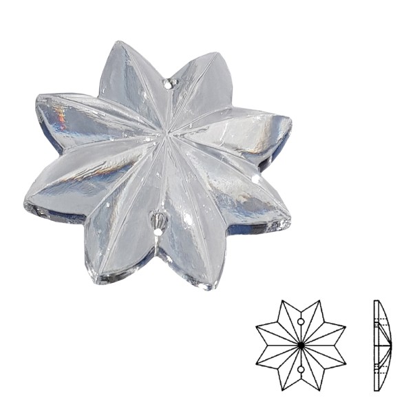 Klassischer Kristall Stern 30mm kristallklar 2-Loch CLASSIC No. 3