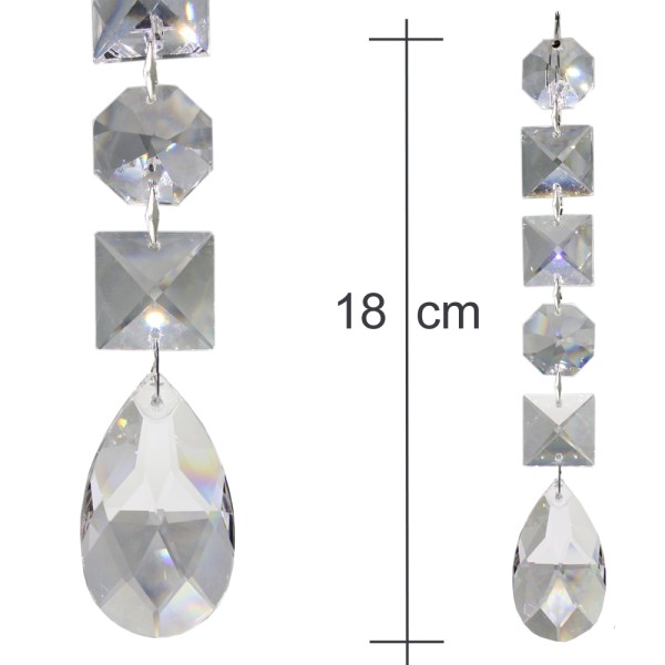 Kristallkette 50mm Tropfen Rautenform mit 22mm Koppen 18cm Behangkette Typ-D
