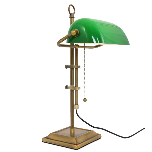 Bankerlampe ANCILLA E27 Bronze mit grünem Glas H. 57cm Tischleuchte 7961BR
