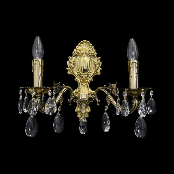 Kristall Kerzen Armleuchter ARRAKIS Gold 2flg. E14 d.36cm