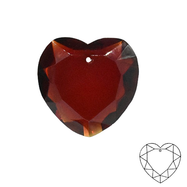Kristall Herz ø 30mm Anhänger Kristallglas rot Ruby