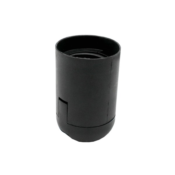 E27 Fassung schwarz Thermoplast 2-teilig Glattmantel u. Rastkappe M10x1 Gewinde