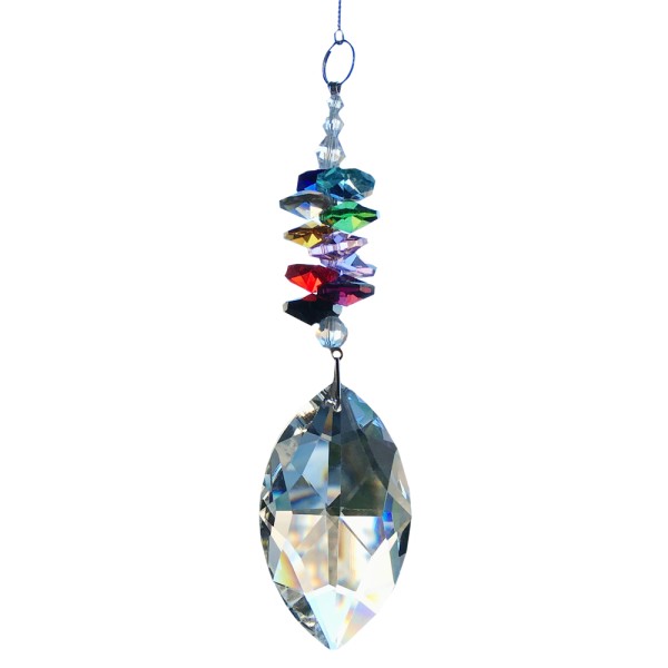 Sonnenfänger Kristall Iris mit bunten Kristallsteinen Mobile im Set mit Metall-Faden