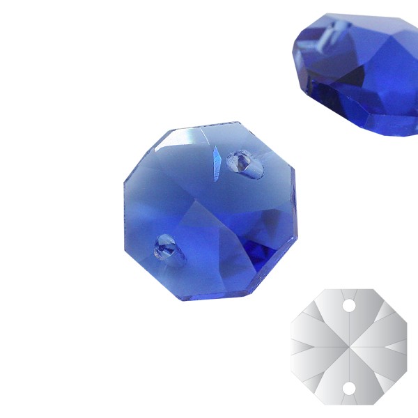 10x Kristallglas Koppe ø14mm 2-Loch Saphire Blau facettiert farbig