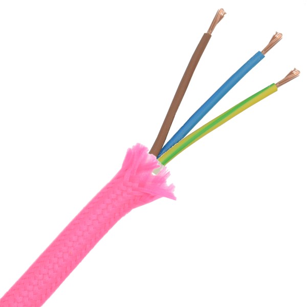 Textilkabel 3G Rund Neon-Pink Stoffkabel 3x0,75mm²