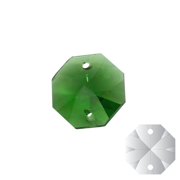 10x Kristallglas Koppe ø14mm 2-Loch Emerald Grün facettiert farbig