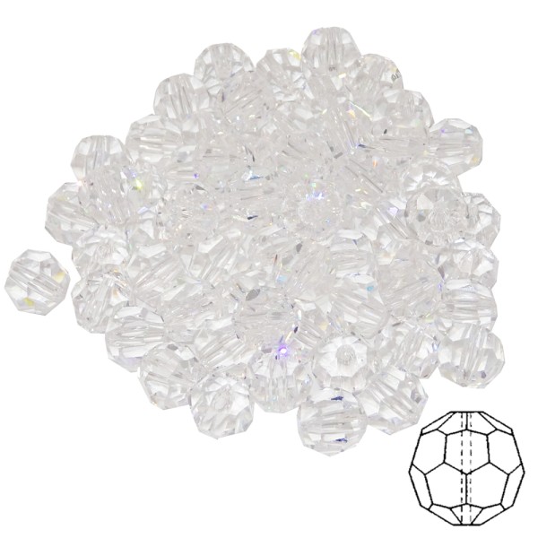 1000 Stück Kristallperle d. 6mm Kristall geschliffen kristallklar 30% Bleikristall
