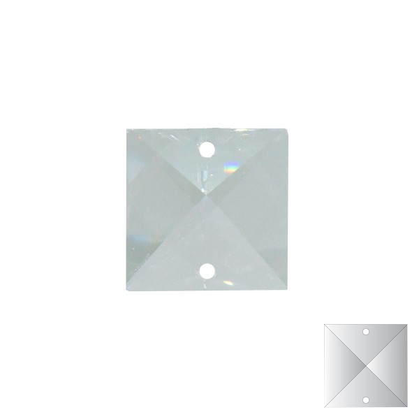 Viereckstein 22x22mm 2-loch kristallklar Bleikristall